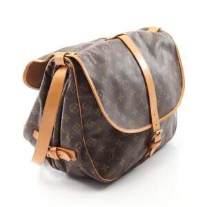 Louis Vuitton Bag Monogram Leather Brown Saumur Shoulder Canvas